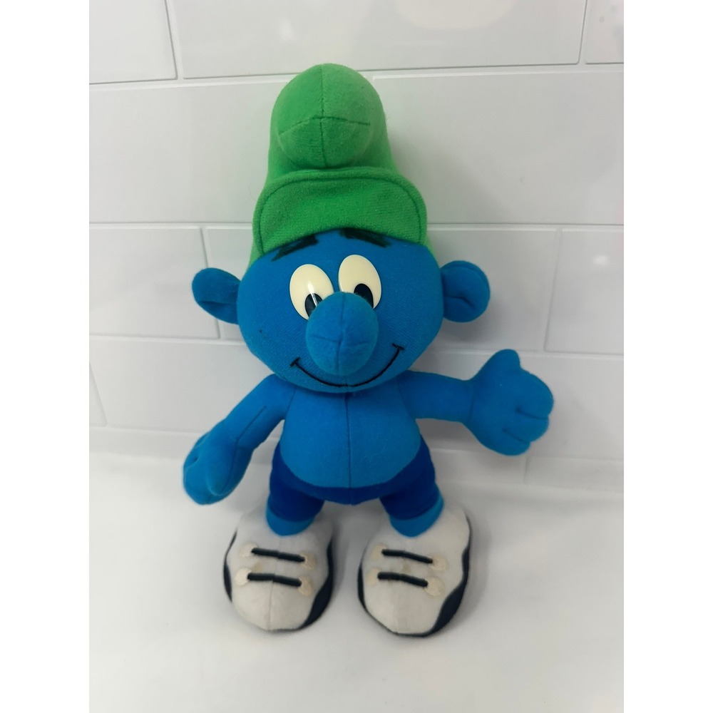 Vintage 1996 Smurfs Plush Toy Blue Character Green Hat White‎ Sneakers Peyo 11"